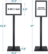 Heavy Duty Pedestal Floor Signage Stand Holder, for Outdoor or Indoor Advertising (8.5 x 11, Black)